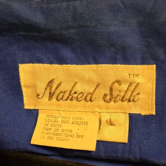 Vintage Blue Blazer Classic Lapel Suit Jacket 100%Silk - Picture 3 of 5